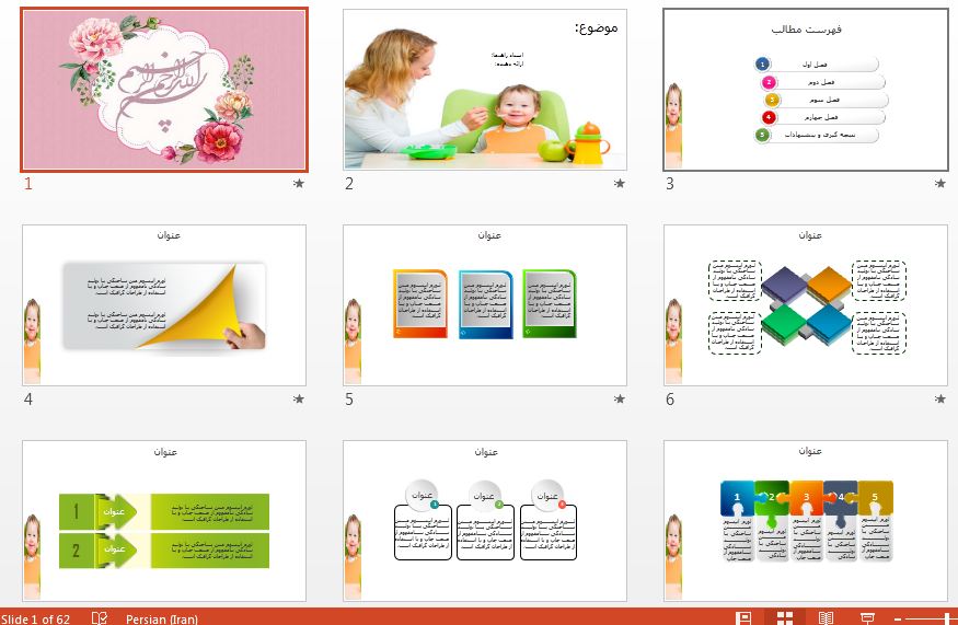 زیباترین قالب پاورپوینت حرفه ای تغذیه کودک
